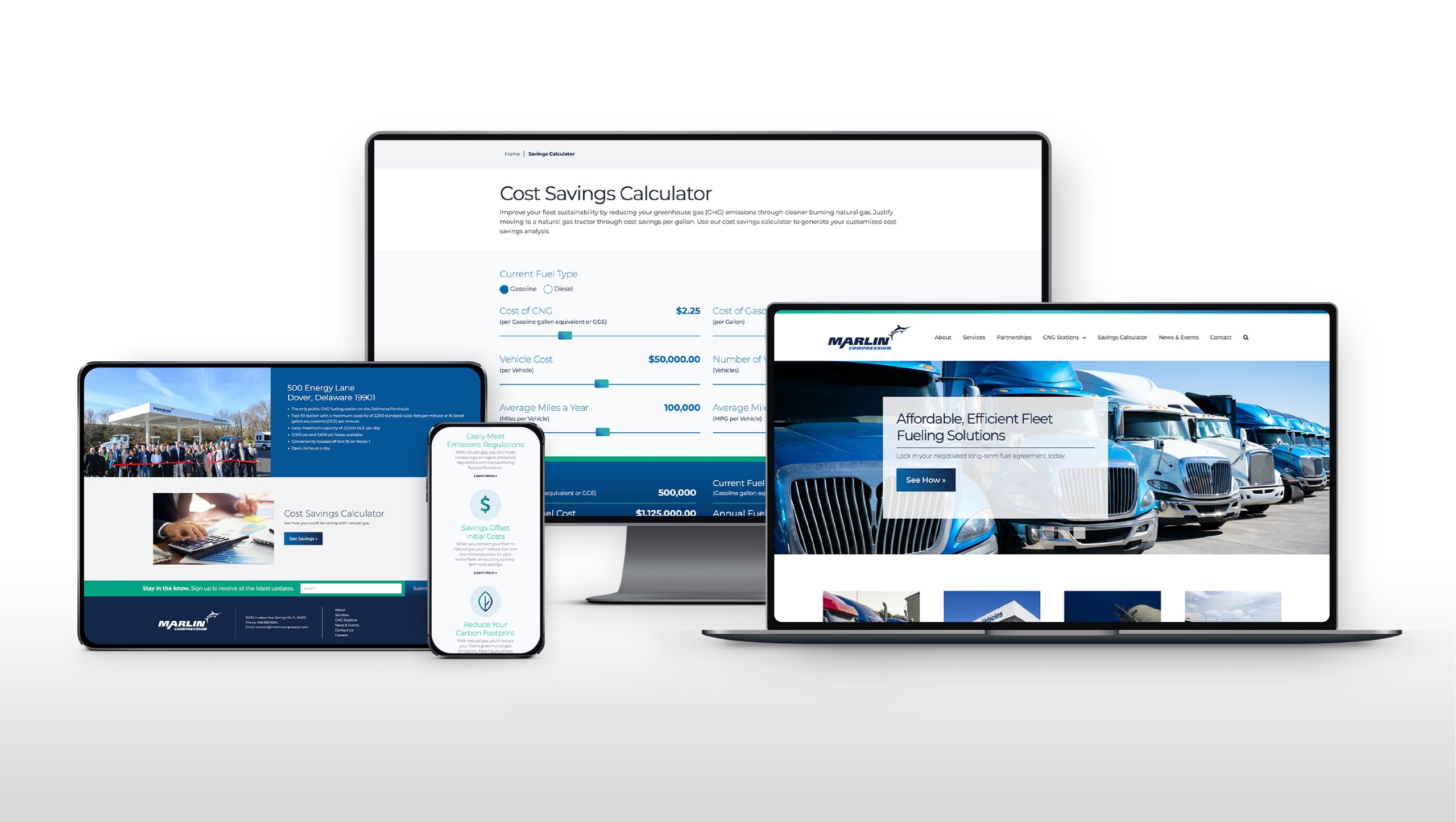 Web design mockup of MarlinCompression.com .